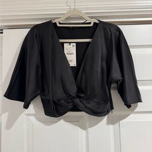 Zara Black Satin Blouse